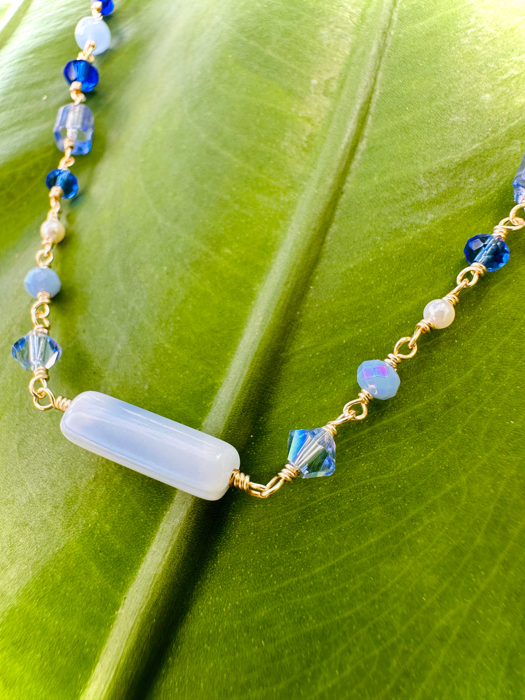 Sapphire Ocean Luminescence Delicate Gold Necklace