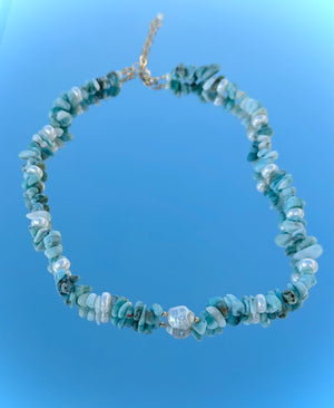 Larimar Pearl Gold Plated Necklace