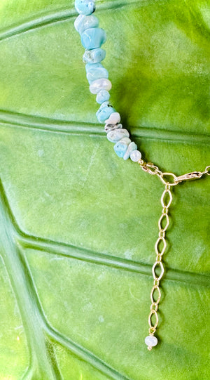 Larimar Pearl Gold Plated Necklace