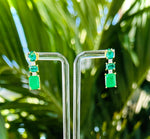 Ombré Vibrant Emerald Green Post Earrings Gold Plated