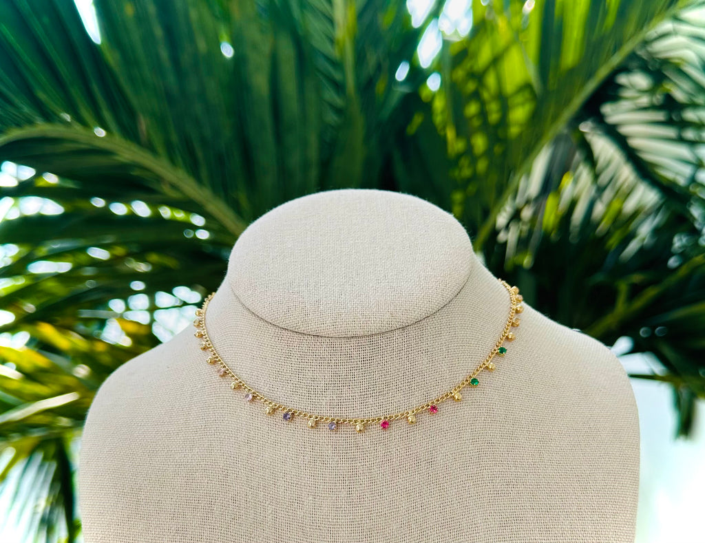 Colorful Dainty Gold Plated Necklace