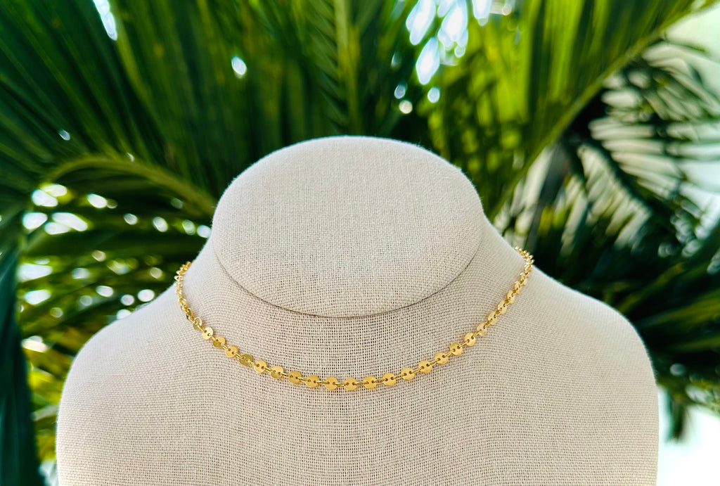 Shiny Circle Choker-Style Gold Plated Necklace