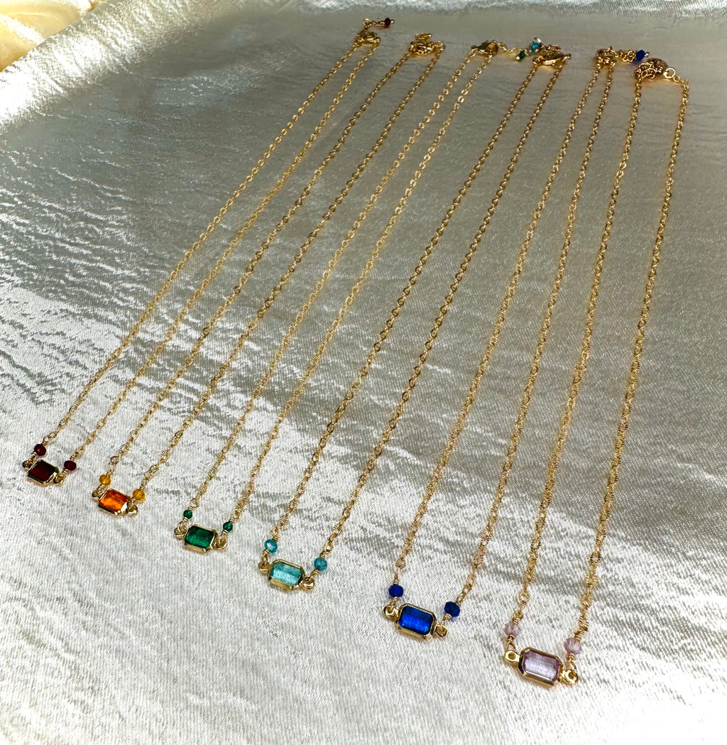 Colored Crystal Dainty Necklace