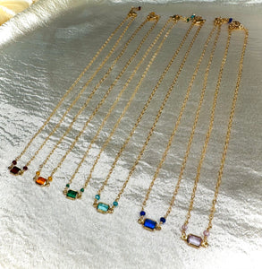 Colored Crystal Dainty Necklace
