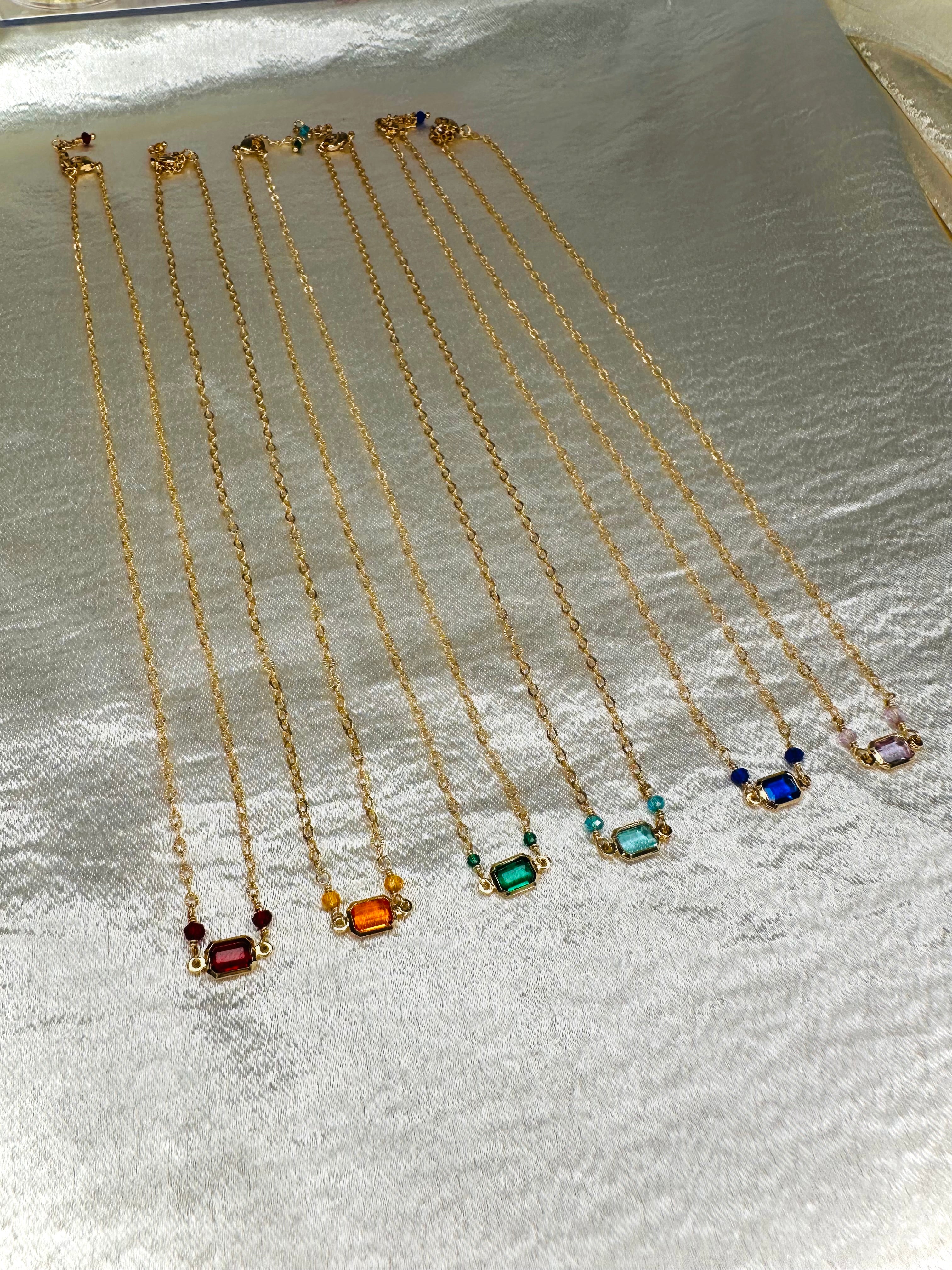 Colored Crystal Dainty Necklace