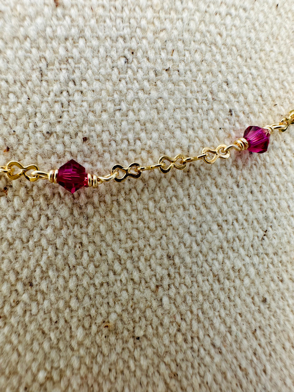 Fuchsia Swarovski Infinity Gold Necklace