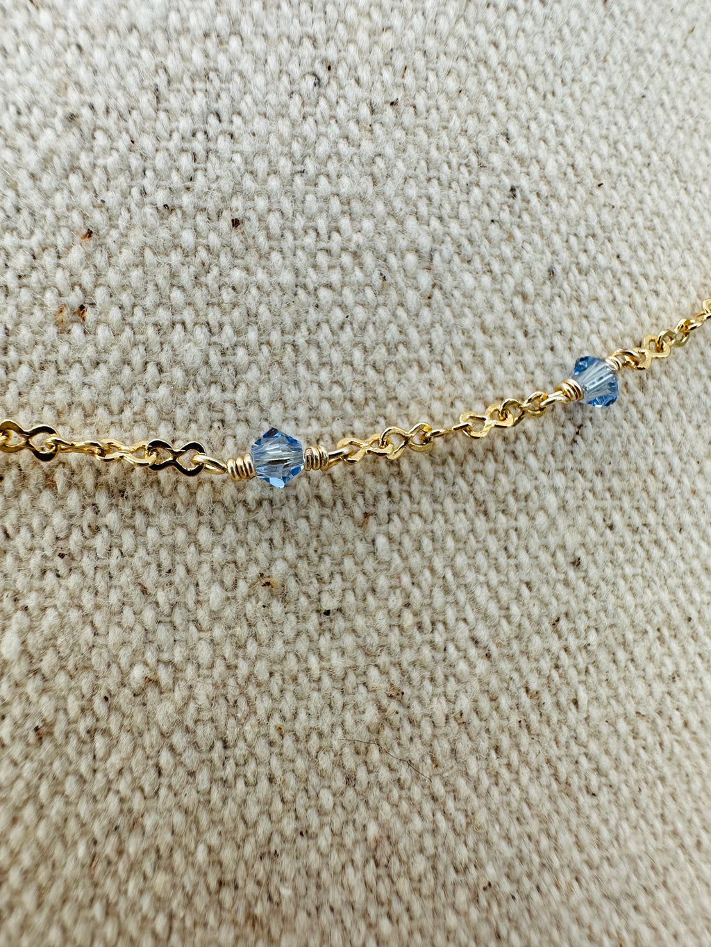 Periwinkle Blue Swarovski Infinity Gold Necklace